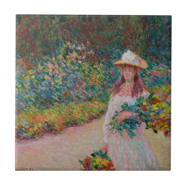 Jeune fille dans le jardin de Giverny, 1888 Ceramic Tile (Front)