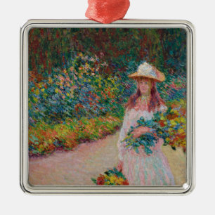 Jeune fille dans le jardin de Giverny, 1888 Metal Ornament