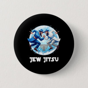 Jew Jitsu Karate Funny Hanukkah Jiu Jitsu Martial Button