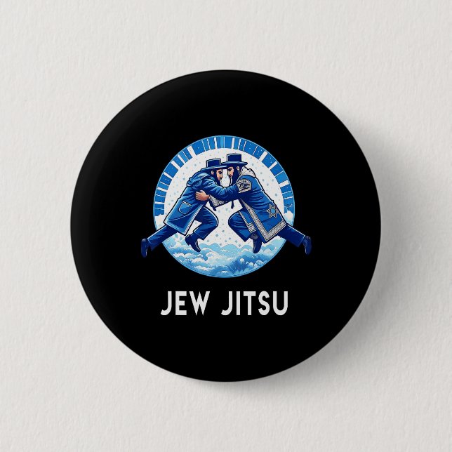 Jew Jitsu Karate Funny Hanukkah Jiu Jitsu Martial  Button (Front)