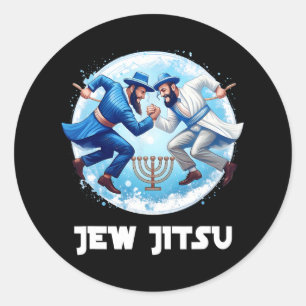 Jew Jitsu Karate Funny Hanukkah Jiu Jitsu Martial Classic Round Sticker
