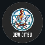 Jew Jitsu Karate Funny Hanukkah Jiu Jitsu Martial  Classic Round Sticker<br><div class="desc">Jew Jitsu Karate Funny Hanukkah Jiu Jitsu Martial Arts Gift 2</div>