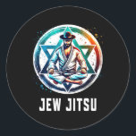 Jew Jitsu Karate Funny Hanukkah Jiu Jitsu Martial  Classic Round Sticker<br><div class="desc">Jew Jitsu Karate Funny Hanukkah Jiu Jitsu Martial Arts Gift 3</div>