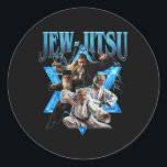 Jew Jitsu Karate Funny Hanukkah Jiu Jitsu Martial  Classic Round Sticker<br><div class="desc">Jew Jitsu Karate Funny Hanukkah Jiu Jitsu Martial Arts</div>