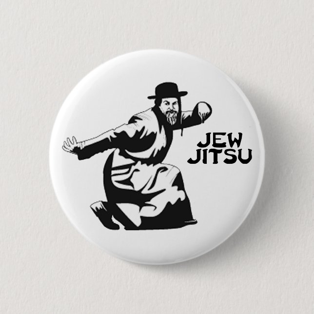 Jew Jitsu Pinback Butto | Jewish Bar Mitzvah Gifts Button (Front)