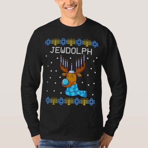Jewdolph Ugly Hanukkah Sweater Reindeer