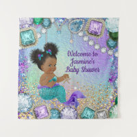 Jewel Afro Mermaid Baby Shower Banner