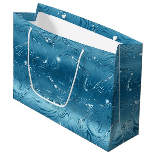Jewel Aqua Blue Glittery Glitz  Large Gift Bag