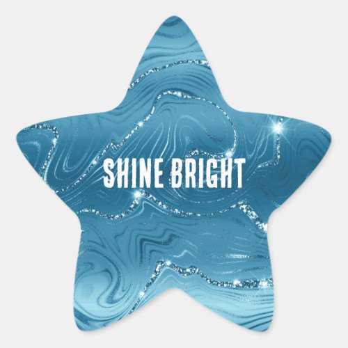Jewel Aqua Blue Glittery Glitz  Star Sticker