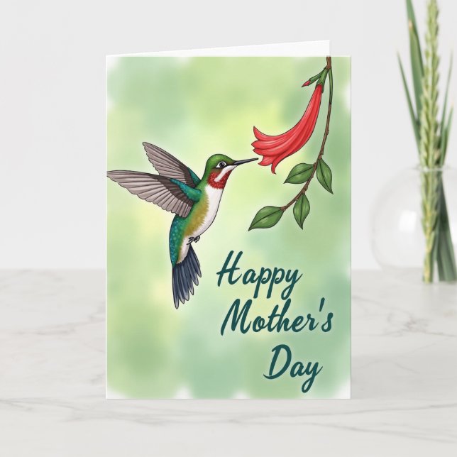 Jewel Bird Floral Mothers Day Card (Front)