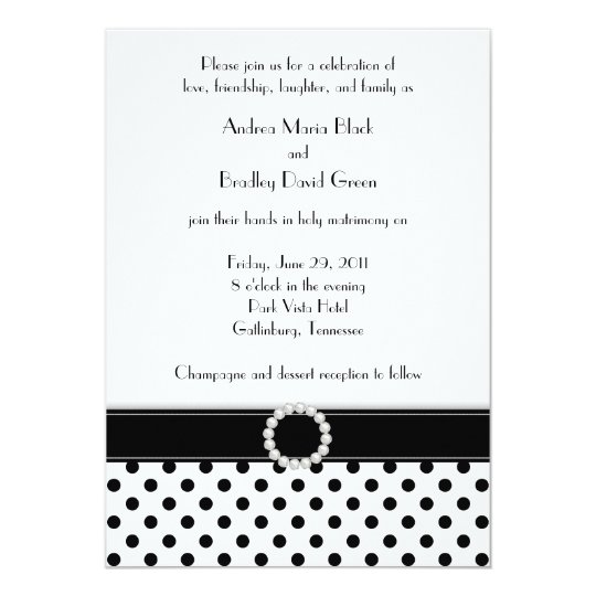 Jewel Black White Polka Dot Wedding Invitation