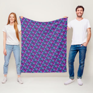 Jewel Butterflies in Purple and Blue Pattern Fleece Blanket