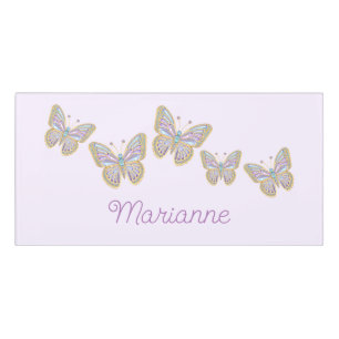 Jewel Butterflies Purple Blue Gold Door Sign