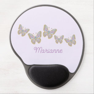 Jewel Butterflies Purple Blue Gold Gel Mouse Pad