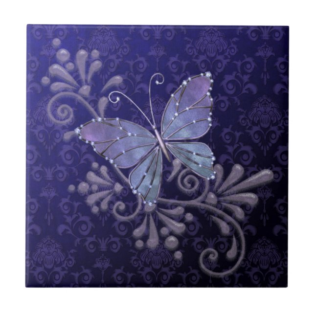 Jewel Butterfly Ceramic Tile (Front)