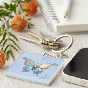 Jewel Butterfly Opal and Silver Keychain