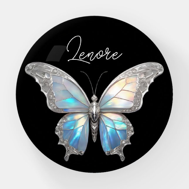 Jewel Butterfly Opal and Silver Paperweight (Front)