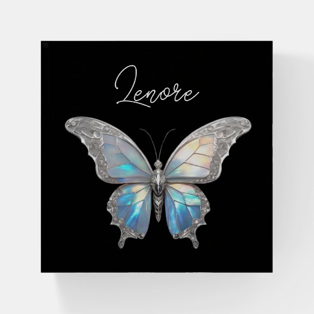 Jewel Butterfly Opal and Silver Paperweight (Front)