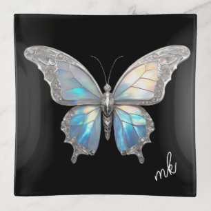 Jewel Butterfly Opal and Silver Trinket Tray