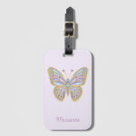 Jewel Butterfly Purple Blue Gold Luggage Tag