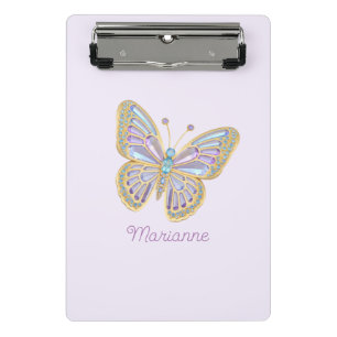 Jewel Butterfly Purple Blue Gold Mini Clipboard