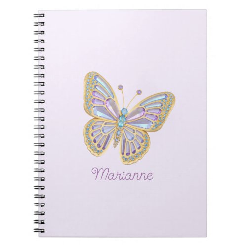 Jewel Butterfly Purple Blue Gold Notebook