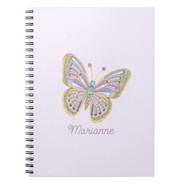 Jewel Butterfly Purple Blue Gold Notebook (Front)