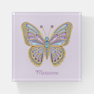 Jewel Butterfly Purple Blue Gold Paperweight