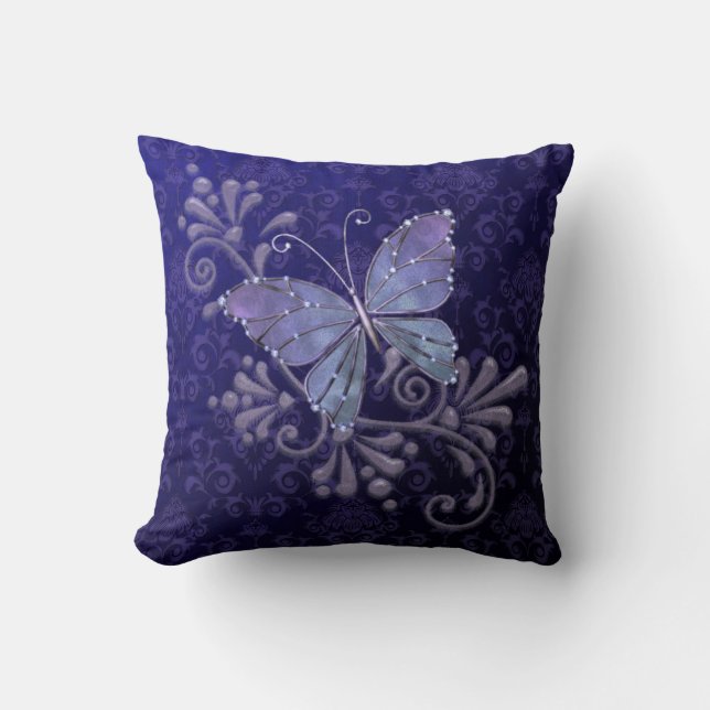 Jewel Butterfly Throw Pillow (Front)