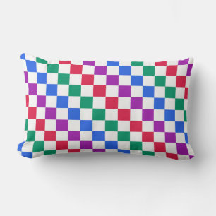 Jewel candy diagonal checker pattern lumbar pillow