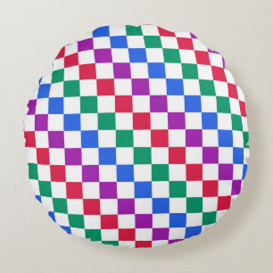 Jewel candy diagonal checker pattern round pillow