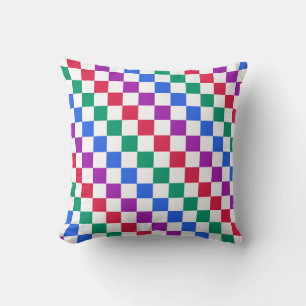 Jewel candy diagonal checker pattern throw pillow