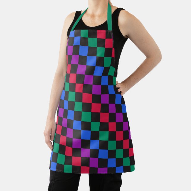 Jewel candy diagonal checkerboard pattern apron (Insitu)
