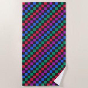Jewel candy diagonal checkerboard pattern beach towel