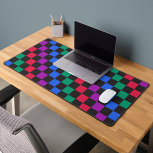 Jewel candy diagonal checkerboard pattern desk mat
