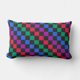 Jewel candy diagonal checkerboard pattern lumbar pillow