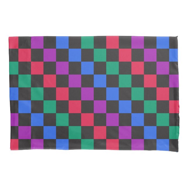 Jewel candy diagonal checkerboard pattern pillow case (Front-Left)