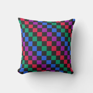 Jewel candy diagonal checkerboard pattern throw pillow