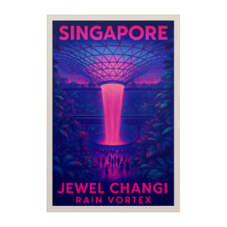 Jewel Changi Rain Vortex — Futuristic Nature Parad Acrylic Print