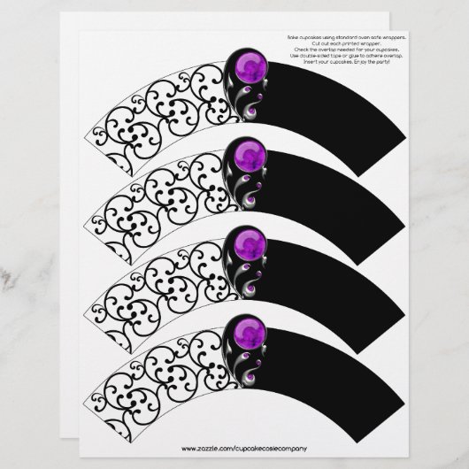 Jewel Damask Cupcake Cosie - Purple (Front/Back)