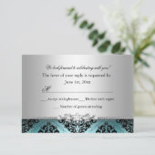 Jewel Damask Teal & Silver RSVP (Standing Front)