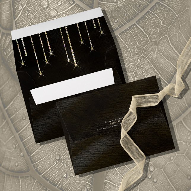 Jewel Drop Wedding Gold ID830 Envelope (Interior/Back In Situ)