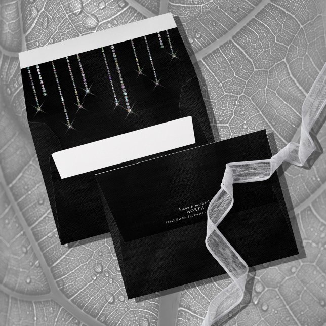 Jewel Drop Wedding Silver ID830 Envelope (Interior/Back In Situ)