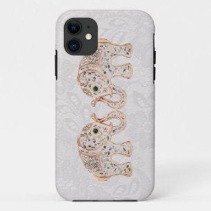 Jewel Elephants Photo & Paisley Lace iPhone 5 Case
