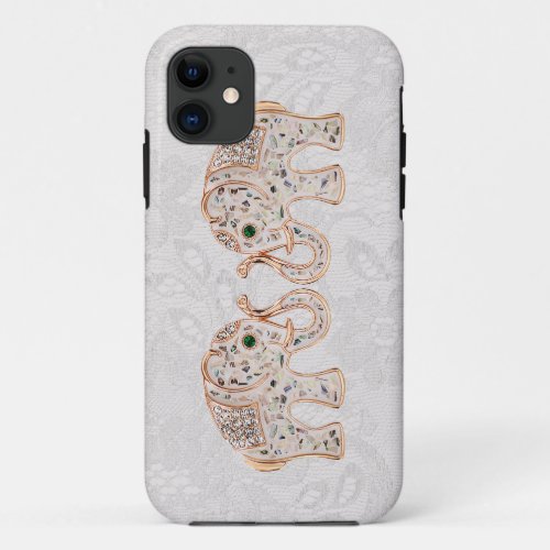 Jewel Elephants Photo  Paisley Lace iPhone 5 Case