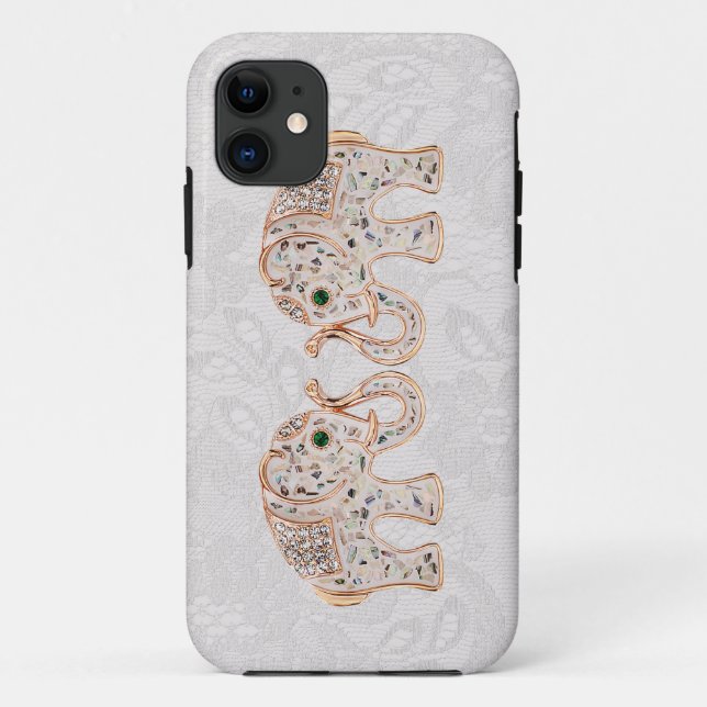 Jewel Elephants Photo & Paisley Lace iPhone 5 Case (Back)