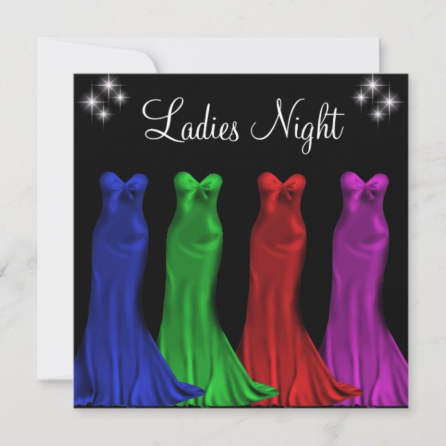 Jewel Formal Gowns Ladies Night Black Invitation (Front)