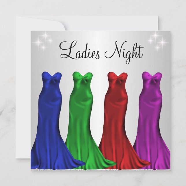 Jewel Formal Gowns Ladies Night Silver Invitation (Front)