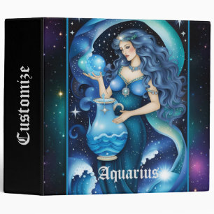 Jewel Galaxy Zodiac Aquarius 3 Ring Binder