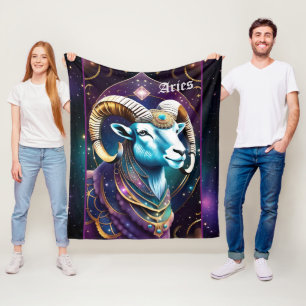 Jewel Galaxy Zodiac Aries Fleece Blanket